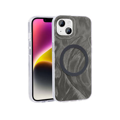 Apple iPhone 14 Kılıf M-safe Şarj Özellikli Fırça Boya Desenli Zore Palet Kapak