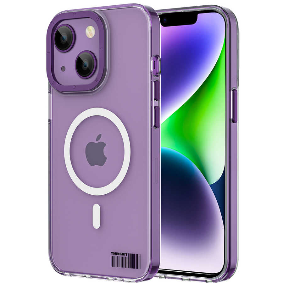 Apple iPhone 14 Kılıf M-safe Şarj Özellikli Youngkit Coloured Glaze Serisi Kapak