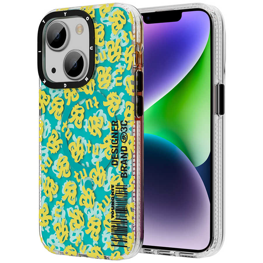 Apple iPhone 14 Kılıf M-safe Şarj Özellikli Youngkit Play Rabbit Serisi Kapak