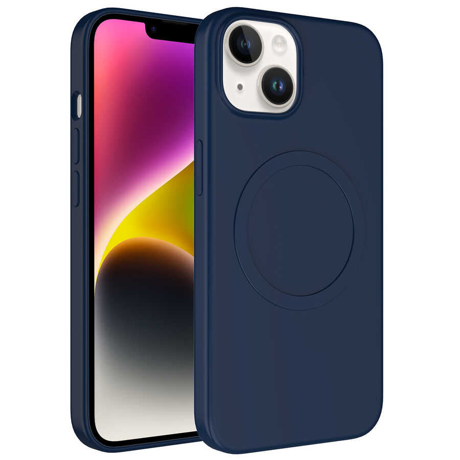 Apple iPhone 14 Kılıf M-safe Wireless Şarj Özellikli Pastel Renk Silikon Zore Plas Kapak