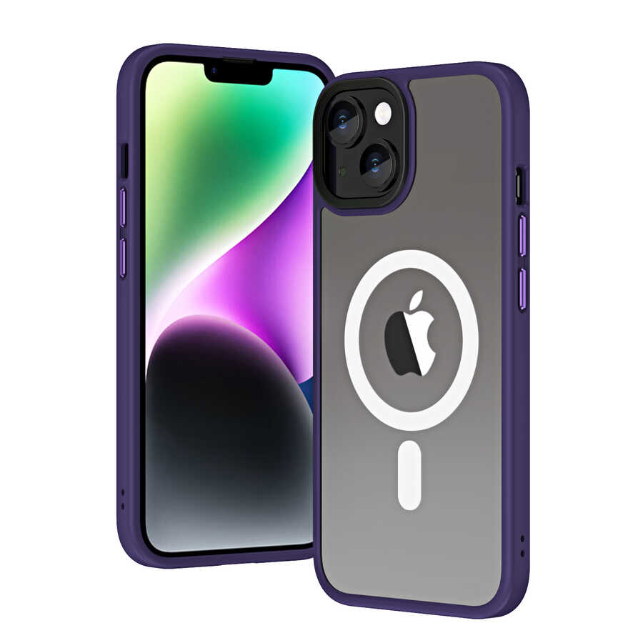 Apple iPhone 14 Kılıf Wireless Şarj Özellikli Zore Hibrit M-safe Kapak
