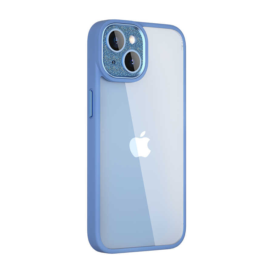 Apple iPhone 14 Kılıf Wiwu GCC-105 Lens Korumalı Renkli Kenar Arkası Şeffaf Multicolor Kapak