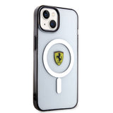 Apple iPhone 14 Plus Kılıf Ferrari M-safe Şarj Özellikli Transparan Dizayn Kapak