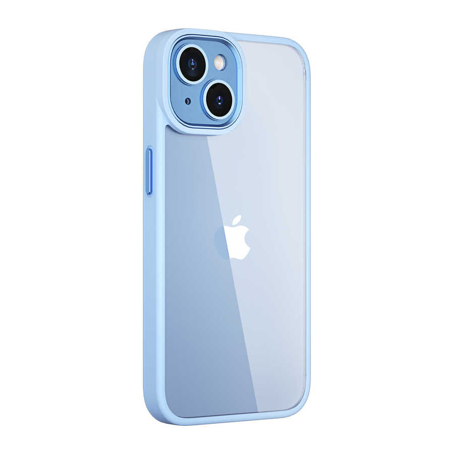 Apple iPhone 14 Plus Kılıf Wiwu VCC-104 Lens Korumalı Renkli Kenar Arkası Şeffaf Vivid Clear Kapak