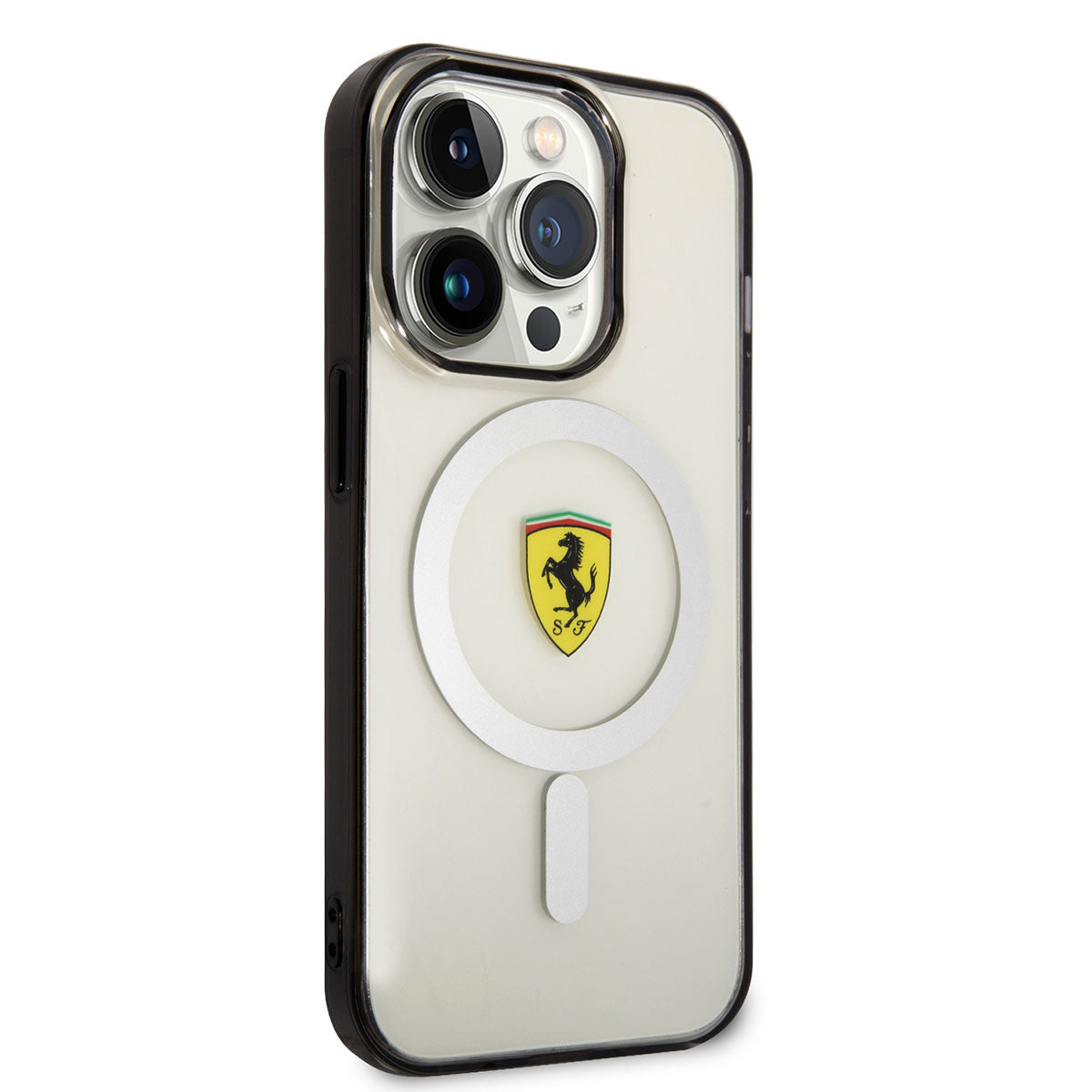 Apple iPhone 14 Pro Kılıf Ferrari M-safe Şarj Özellikli Transparan Dizayn Kapak