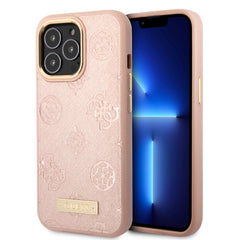 Apple iPhone 14 Pro Kılıf GUESS M-safe Şarj Özellikli PU Deri Metal Logolu Kapak