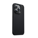 Apple iPhone 14 Pro Kılıf Karbon Fiber M-safe Şarj Özellikli Benks 600D Hybrid Kevlar Kapak