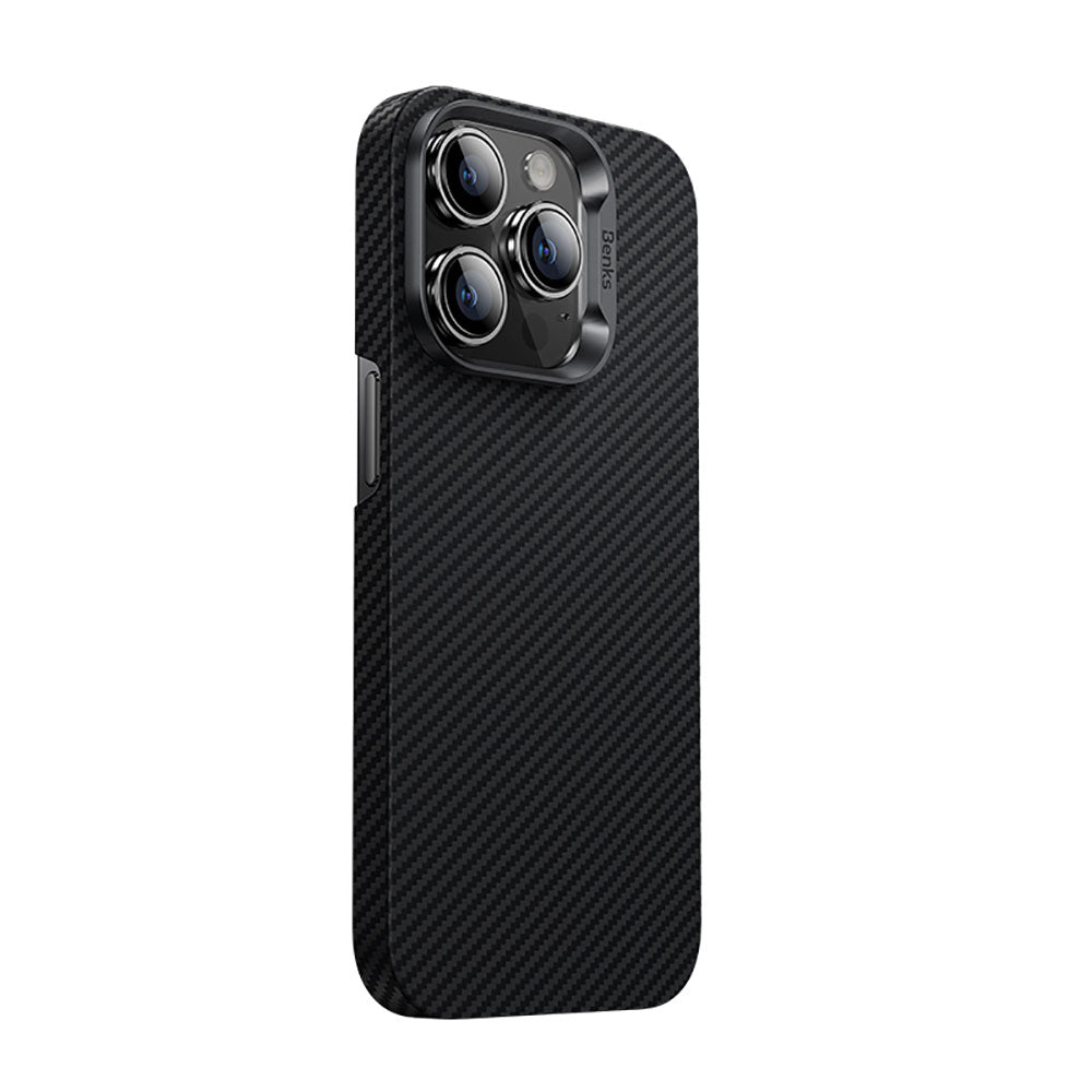 Apple iPhone 14 Pro Kılıf M-safe Özellikli Karbon Fiber Benks 600D Essential Kevlar Kapak