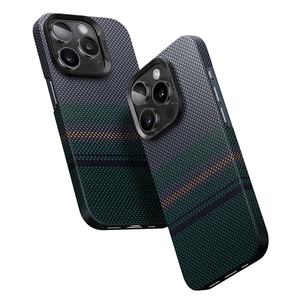 Apple iPhone 14 Pro Kılıf M-safe Şarj Özellikli Karbon Fiber Tasarımlı Benks Aurora ArmorAir Kevlar Kapak