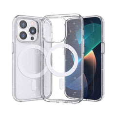 Apple iPhone 14 Pro Kılıf M-safe Şarj Özellikli Parlayan Simli Saydam Renkli Zore Allstar Kapak