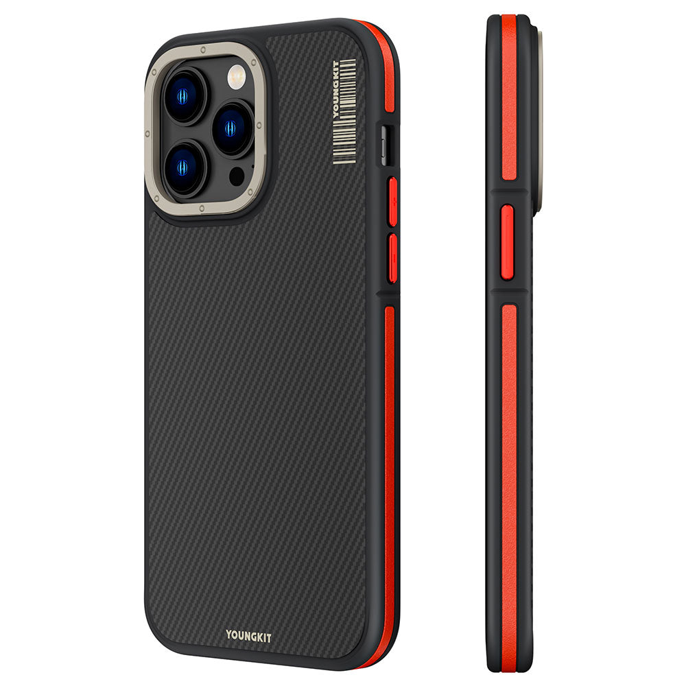 Apple iPhone 14 Pro Kılıf M-safe Şarj Özellikli YoungKit 600D Kevlar Kapak