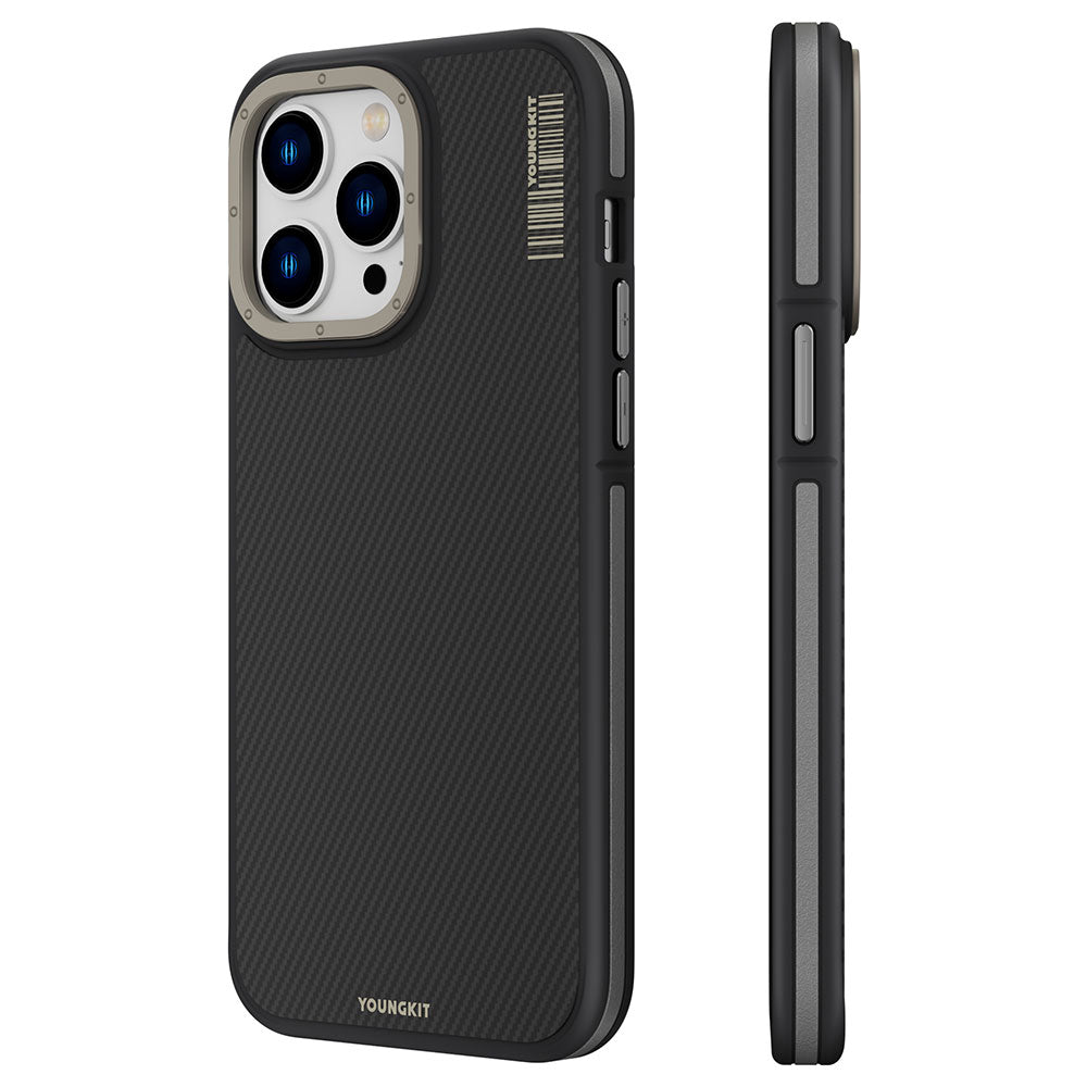 Apple iPhone 14 Pro Kılıf M-safe Şarj Özellikli YoungKit 600D Kevlar Kapak