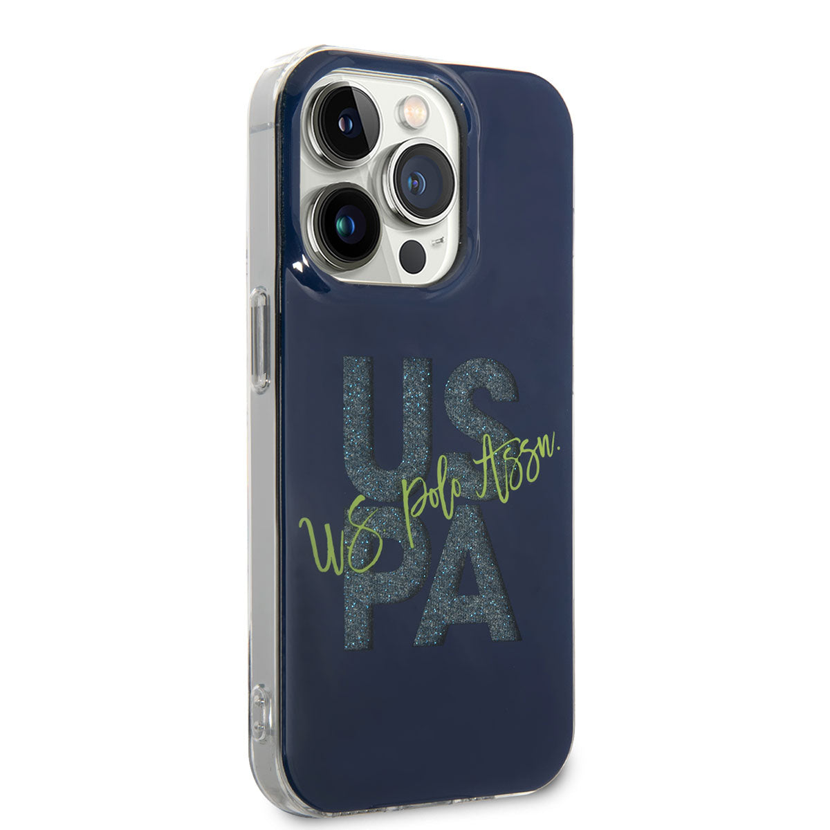 Apple iPhone 14 Pro Kılıf U.S. POLO ASSN. Simli Parlak Alfabe Tasarım Kapak