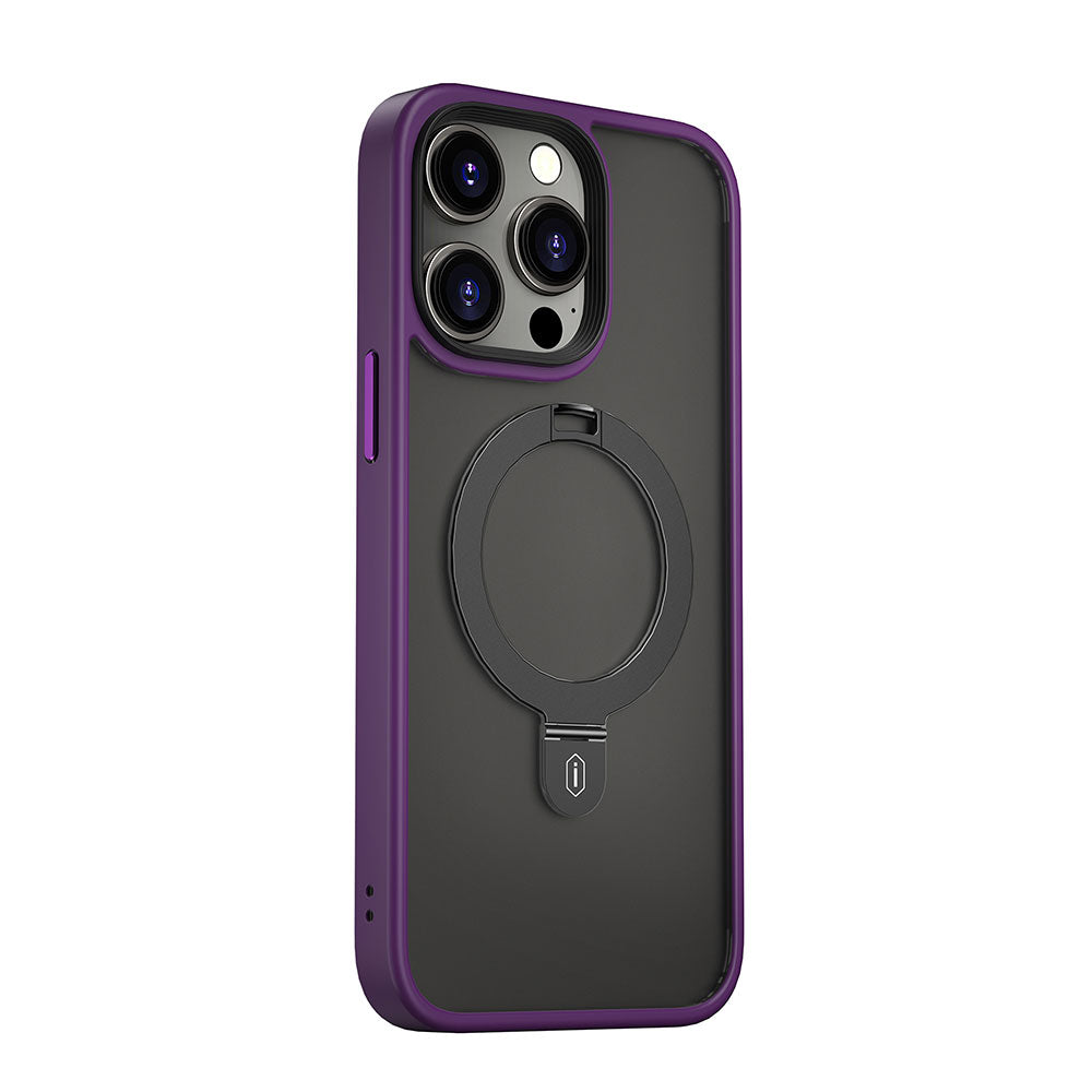 Apple iPhone 14 Pro Kılıf Wiwu ZMM-010 M-safe Şarj Özellikli Parmak İzi Bırakmayan Mat Transparan Standlı Kapak
