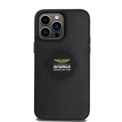 Apple iPhone 14 Pro Max Kılıf Aston Martin Orjinal Lisanslı M-safe Şarj Özellikli Aluminyum Arka Yüzeyli Formula One Team Baskılı Kapak