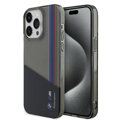 Apple iPhone 14 Pro Max Kılıf BMW Orjinal Lisanslı Yarı Transparan M Dizayn Çizgili Kapak