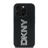 Apple iPhone 14 Pro Max Kılıf DKNY Orjinal Lisanslı Taşlı DKNY Yazılı Metalik Rhinestones PU Deri Kapak