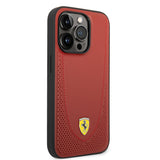 Apple iPhone 14 Pro Max Kılıf Ferrari M-safe Şarj Özellikli Deri Delikli Dikişli Dizayn Kapak