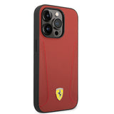 Apple iPhone 14 Pro Max Kılıf Ferrari M-safe Şarj Özellikli Deri Kenarları Damgalı Dizayn Kapak