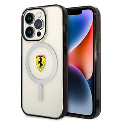 Apple iPhone 14 Pro Max Kılıf Ferrari M-safe Şarj Özellikli Transparan Dizayn Kapak
