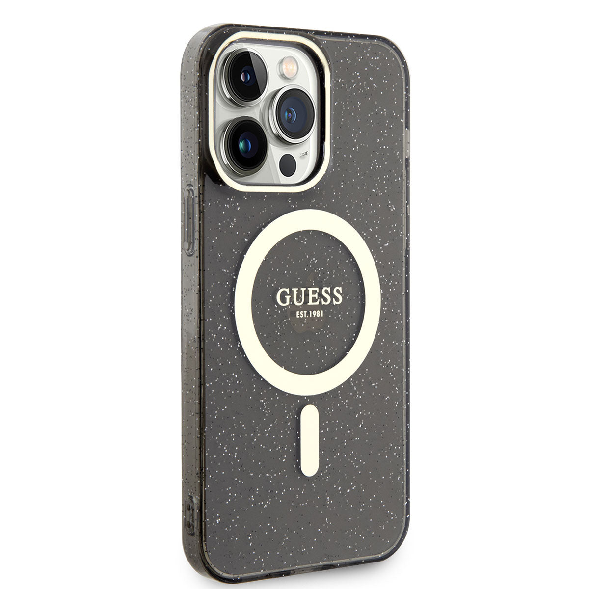 Apple iPhone 14 Pro Max Kılıf GUESS M-safe Şarj Özellikli Glitter Kapak