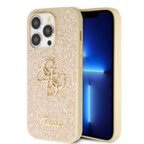 Apple iPhone 14 Pro Max Kılıf Guess Orjinal Lisanslı 4G Büyük Metal Logolu Glitter Kapak