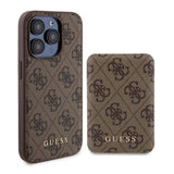 Apple iPhone 14 Pro Max Kılıf Guess Orjinal Lisanslı M-safe Şarj Özellikli Yazı Logolu 4G Desenli Kapak + Powerbank 5000mAh 2in1 Set