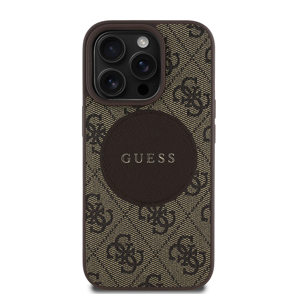 Apple iPhone 14 Pro Max Kılıf Guess Orjinal Lisanslı M-safe Şarj Özellikli Yazı Logolu Circle Classic Kapak