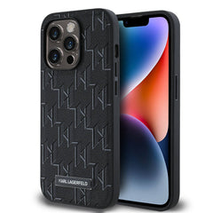 Apple iPhone 14 Pro Max Kılıf Karl Lagerfeld Orjinal Lisanslı M-safe Şarj Özellikli KL Yazılı Hot Stamp Kapak