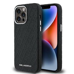 Apple iPhone 14 Pro Max Kılıf Karl Lagerfeld Orjinal Lisanslı PU Deri Damgalı Metal Yazı Logolu Kapak