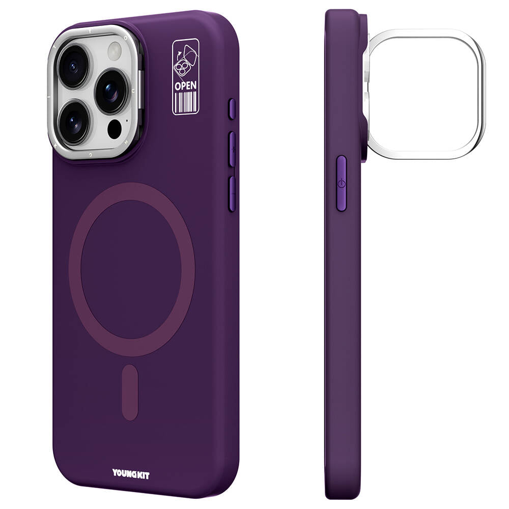 Apple iPhone 14 Pro Max Kılıf M-safe Şarj Özellikli Kamera Standlı Youngkit Bitty Cream Kapak