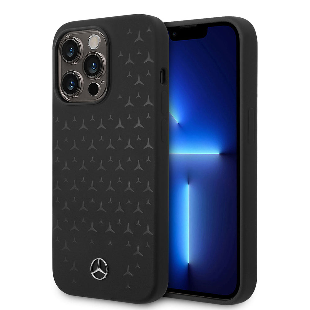 Apple iPhone 14 Pro Max Kılıf Mercedes Benz M-safe Şarj Özellikli Yıldızlı Dizayn Silikon Kapak