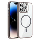 Apple iPhone 14 Pro Max Kılıf Standlı ve Kamera Lens Hediyeli M-Safe Şarj Özellikli Zore Etro Kapak