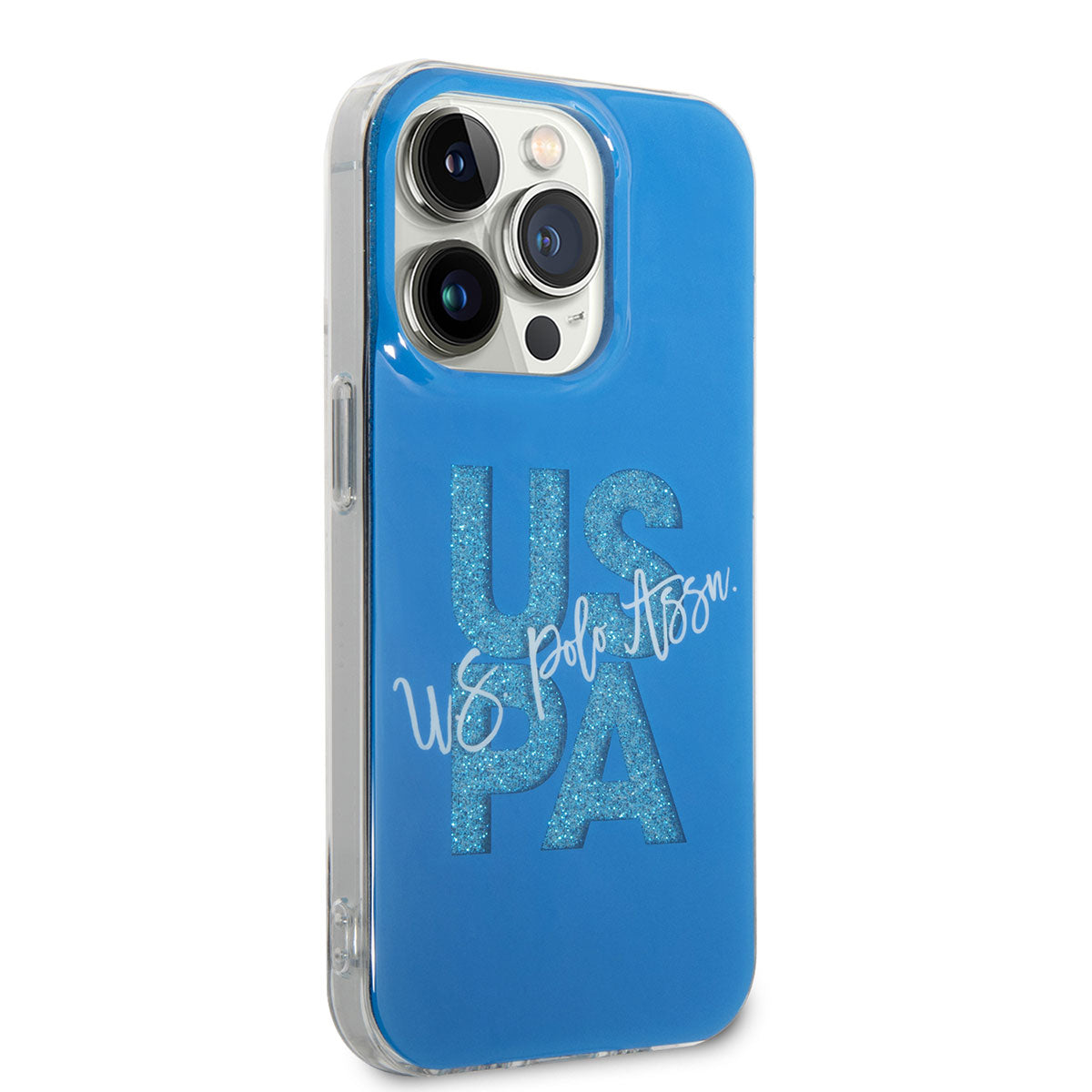 Apple iPhone 14 Pro Max Kılıf U.S. POLO ASSN. Simli Parlak Alfabe Tasarım Kapak