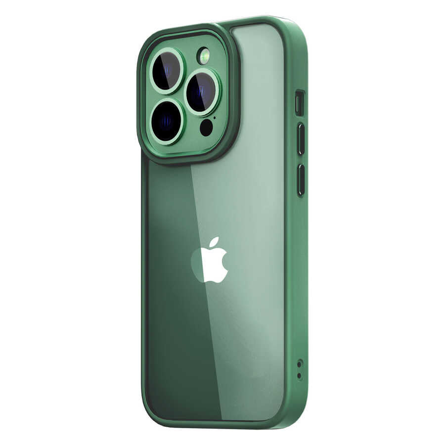 Apple iPhone 14 Pro Max Kılıf Wiwu VCC-104 Lens Korumalı Renkli Kenar Arkası Şeffaf Vivid Clear Kapak