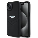 Apple iPhone 15 Kılıf Aston Martin Orjinal Lisanslı Victory Dizayn PU Deri Metal Logolu Kapak