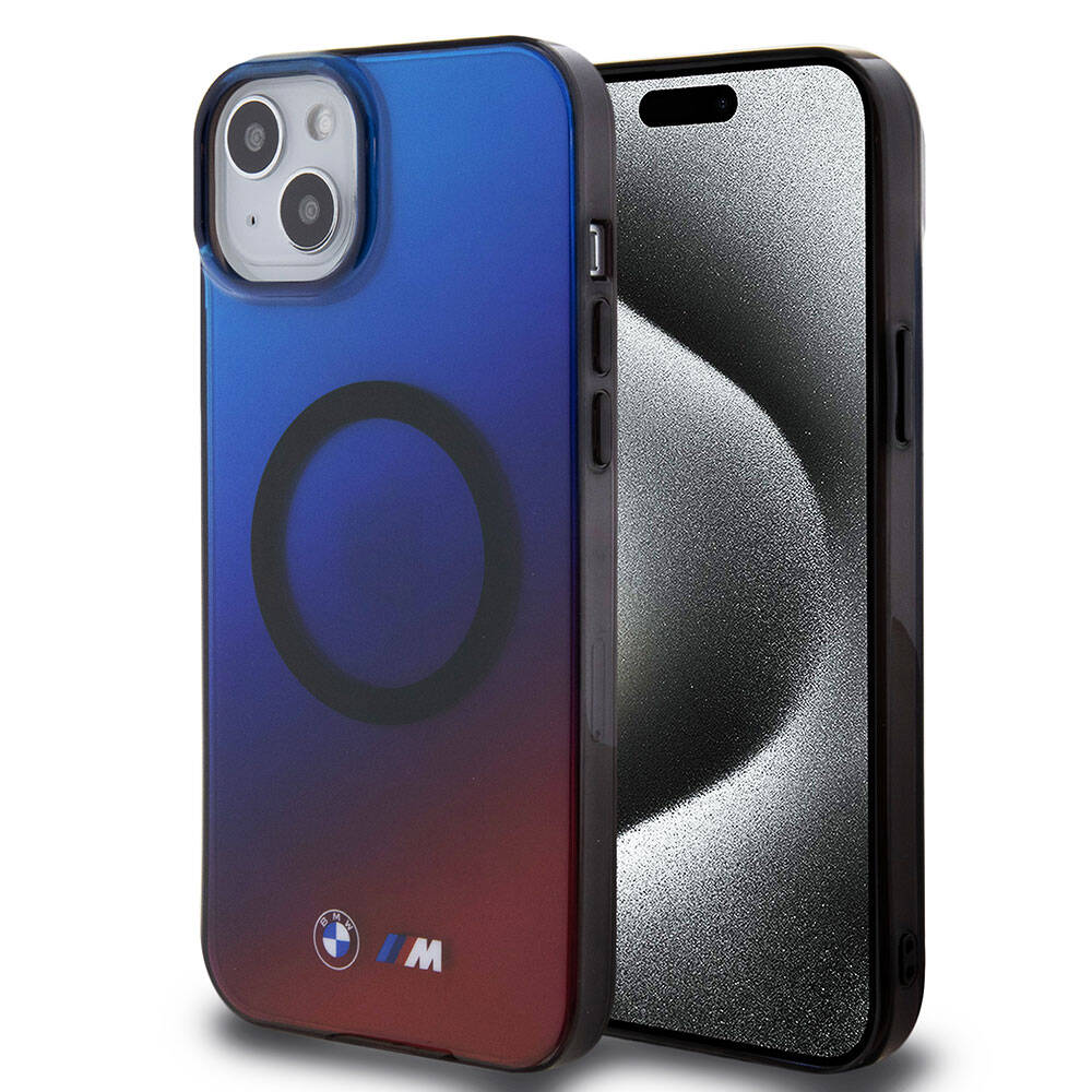 Apple iPhone 15 Kılıf BMW M-safe Şarj Özellikli Transparan Renk Geçişli Dizayn Orjinal Lisanslı Kapak