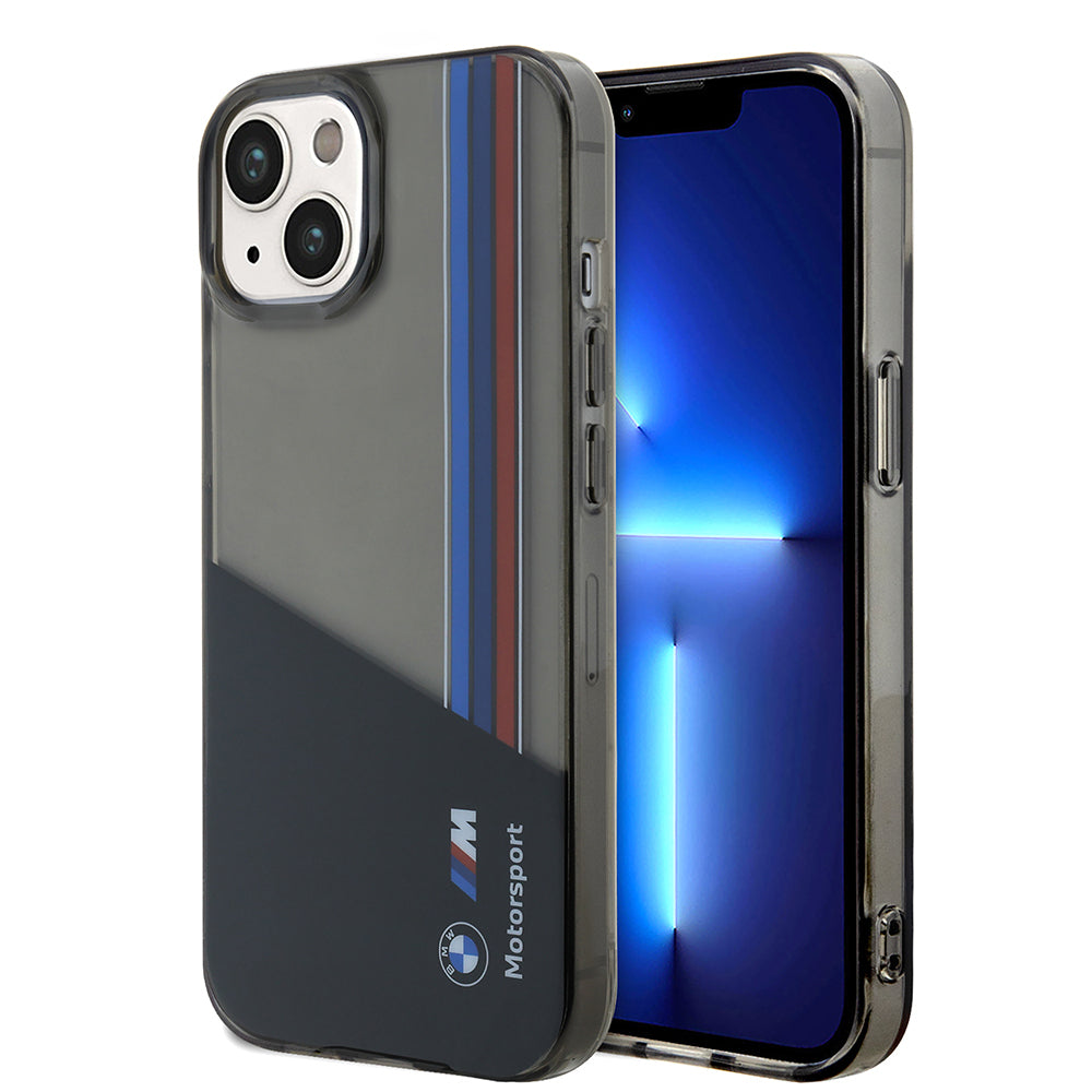 Apple iPhone 15 Kılıf BMW Orjinal Lisanslı Yarı Transparan M Dizayn Çizgili Kapak