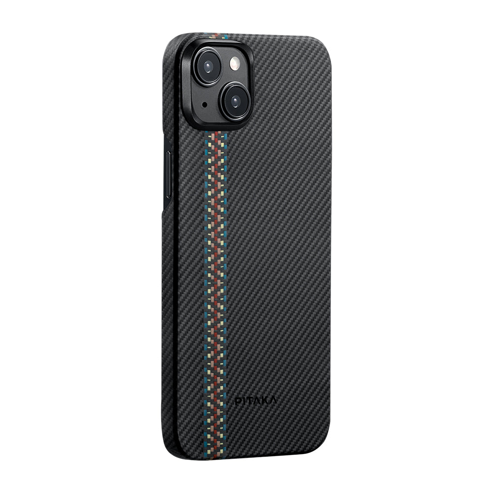 Apple iPhone 15 Kılıf M-safe Şarj Özellikli 600D Aramid Fiber Pitaka Tactile Woven Orchestra Serisi Rhapsody Kapak
