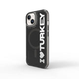 Apple iPhone 15 Kılıf M-safe Şarj Özellikli I Love Turkey Yazı Desenli Wiwu Turkey E Serisi Kapak