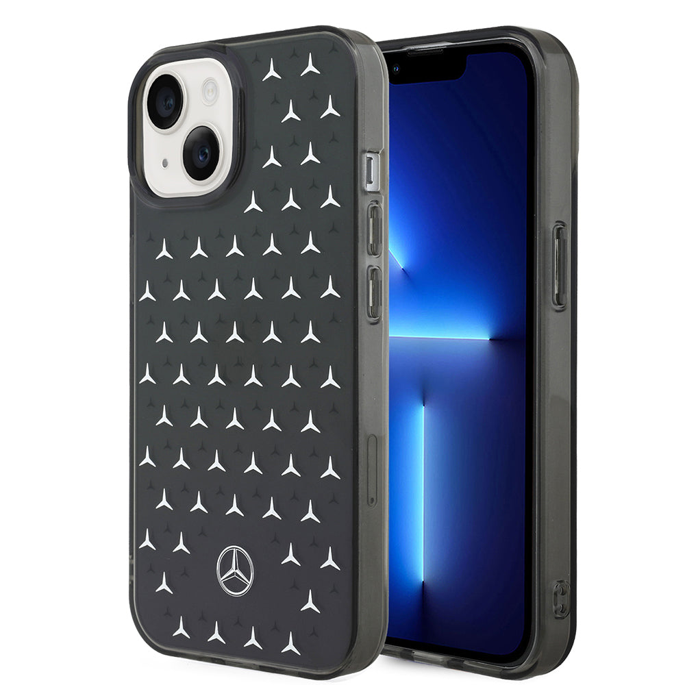 Apple iPhone 15 Kılıf Mercedes Benz Çift Katmanlı Yıldız Desenli Dizayn Kapak