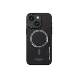 Apple iPhone 15 Kılıf Recci Machinist Serisi M-safe Şarj Özellikli Magnetik Karbon Kapak