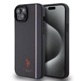 Apple iPhone 15 Kılıf U.S. Polo Assn. Orjinal Lisanslı Üç Renk Şerit Tasarımlı Baskı Logolu Kapak