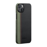 Apple iPhone 15 Plus Kılıf M-safe Şarj Özellikli 600D Aramid Fiber Pitaka Tactile Woven Orchestra Serisi Overture Kapak