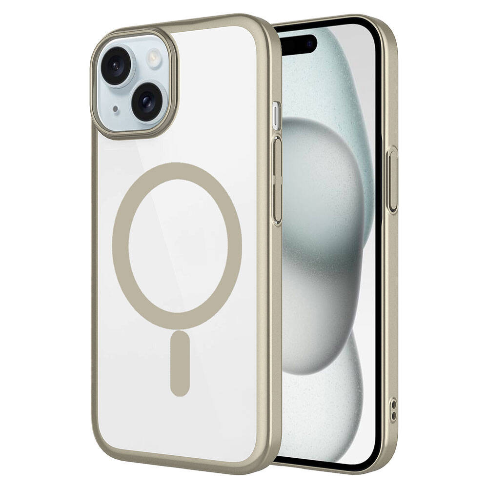 Apple iPhone 15 Plus Kılıf Wireless Şarj Özellikli Sert PC Zore Mat Riksos M-safe Kapak