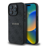 Apple iPhone 15 Pro Kılıf Guess Orjinal Lisanslı M-safe Şarj Özellikli 4G Desen Yazı Logolu Kapak