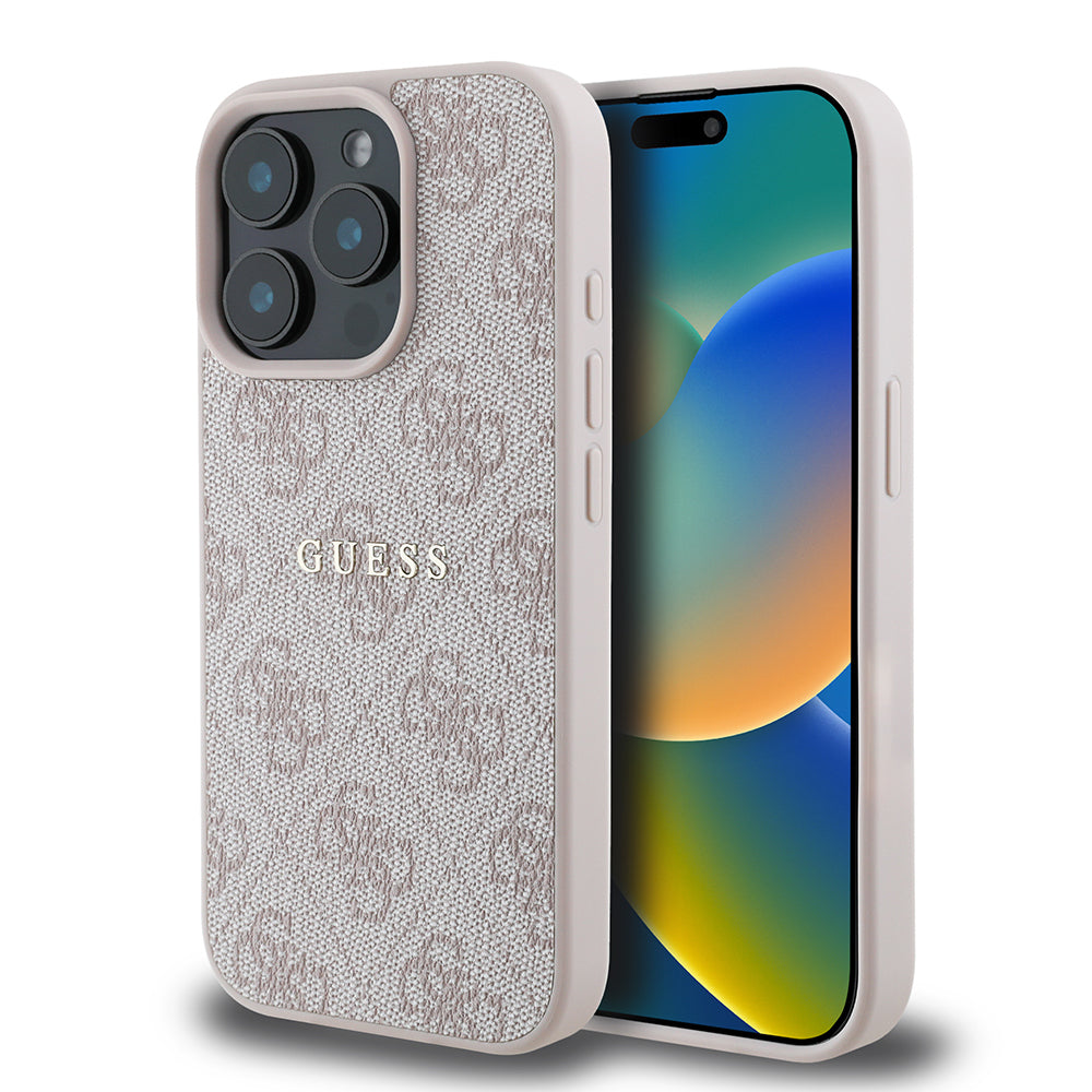 Apple iPhone 15 Pro Kılıf Guess Orjinal Lisanslı M-safe Şarj Özellikli 4G Desen Yazı Logolu Kapak