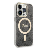Apple iPhone 15 Pro Kılıf Guess Orjinal Lisanslı M-safe Şarj Özellikli Yazı Logolu 4G Desenli Kapak