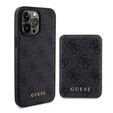 Apple iPhone 15 Pro Kılıf Guess Orjinal Lisanslı M-safe Şarj Özellikli Yazı Logolu 4G Desenli Kapak + Powerbank 5000mAh 2in1 Set