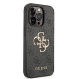 Apple iPhone 15 Pro Kılıf Guess Orjinal Lisanslı PU Deri Yazı ve 4G Metal Logolu Desenli Kapak